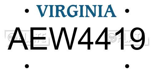 AEW4419 Virginia License Plate