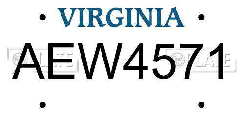 AEW4571 Virginia License Plate