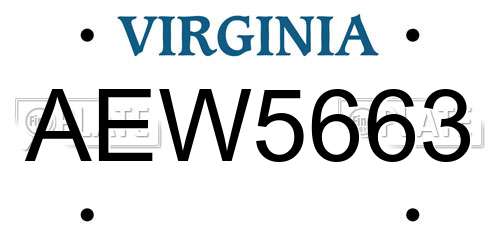 AEW5663 Virginia License Plate