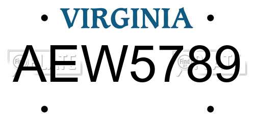 AEW5789 Virginia License Plate