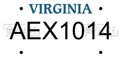 AEX1014 Virginia License Plate