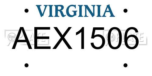 AEX1506 Virginia License Plate