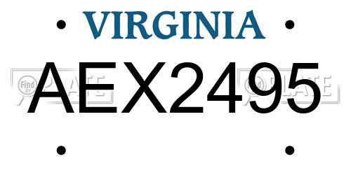 AEX2495 Virginia License Plate