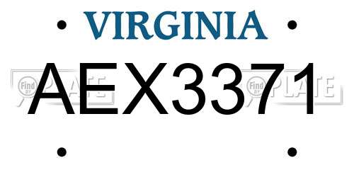 AEX3371 Virginia License Plate
