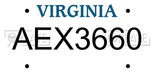 AEX3660 Virginia License Plate