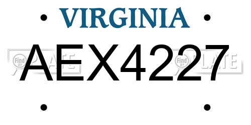 AEX4227 Virginia License Plate