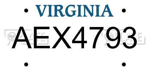 AEX4793 Virginia License Plate