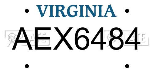 AEX6484 Virginia License Plate