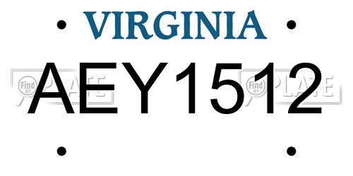 AEY1512 Virginia License Plate