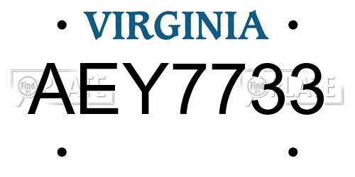 AEY7733 Virginia License Plate