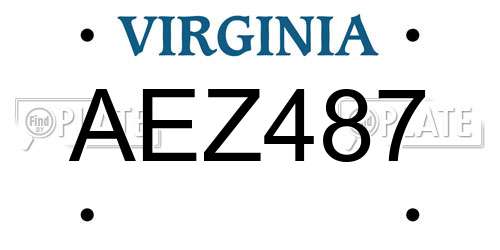 AEZ487 Virginia License Plate