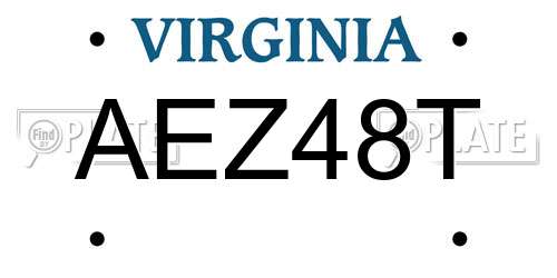 AEZ48T Virginia License Plate