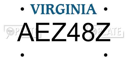 AEZ48Z Virginia License Plate