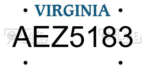 AEZ5183 Virginia License Plate