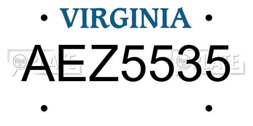 AEZ5535 Virginia License Plate