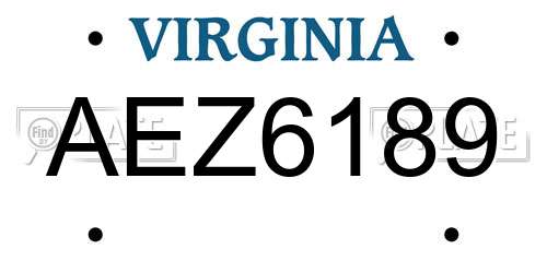 AEZ6189 Virginia License Plate