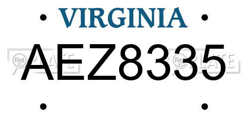 AEZ8335 Virginia License Plate