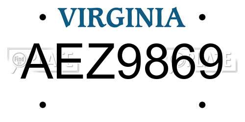 AEZ9869 Virginia License Plate