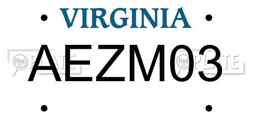 AEZM03 Virginia License Plate