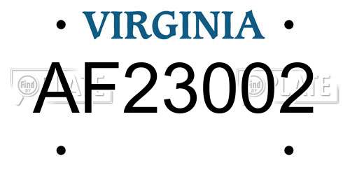 AF23002 Virginia License Plate