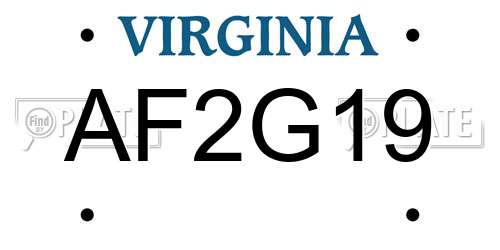 AF2G19 Virginia License Plate