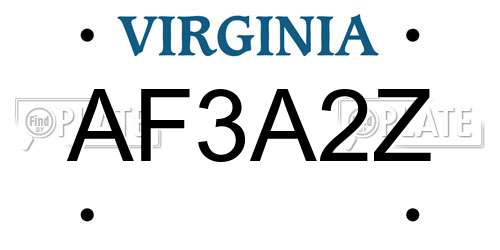 AF3A2Z Virginia License Plate