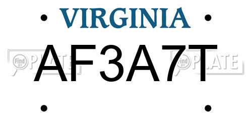 AF3A7T Virginia License Plate
