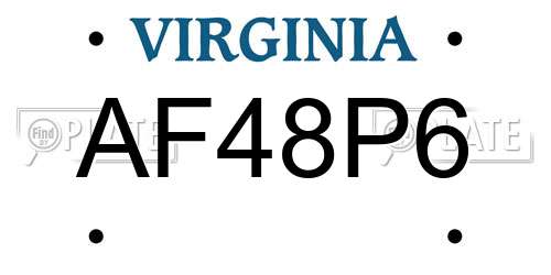 AF48P6 Virginia License Plate