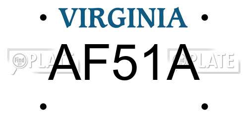 AF51A Virginia License Plate