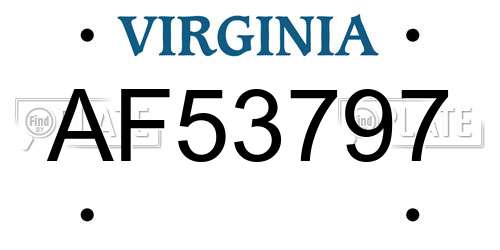 AF53797 Virginia License Plate