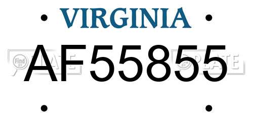 AF55855 Virginia License Plate