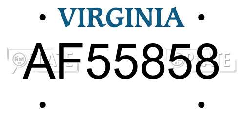 AF55858 Virginia License Plate