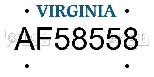 AF58558 Virginia License Plate