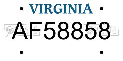 AF58858 Virginia License Plate