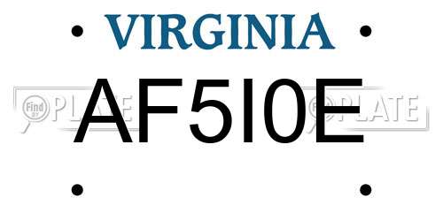 AF5I0E Virginia License Plate
