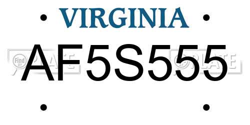 AF5S555 Virginia License Plate
