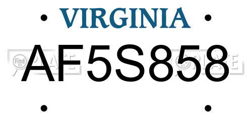 AF5S858 Virginia License Plate