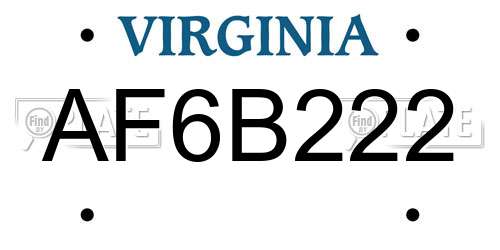 AF6B222 Virginia License Plate