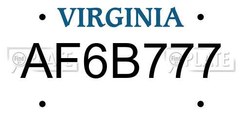 AF6B777 Virginia License Plate