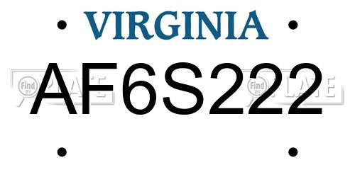 AF6S222 Virginia License Plate
