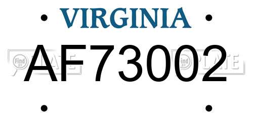 AF73002 Virginia License Plate