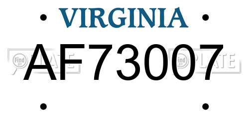 AF73007 Virginia License Plate