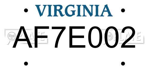 AF7E002 Virginia License Plate