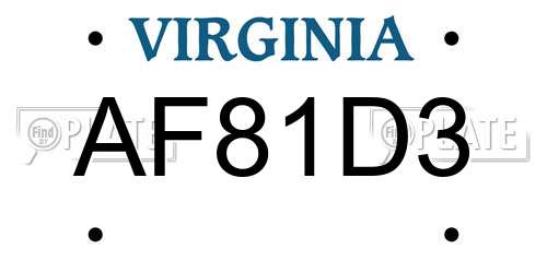 AF81D3 Virginia License Plate