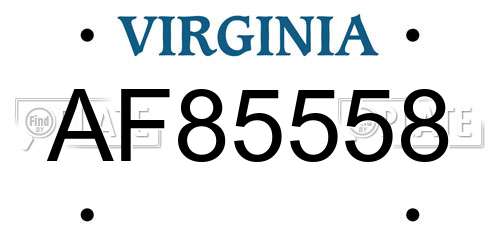 AF85558 Virginia License Plate