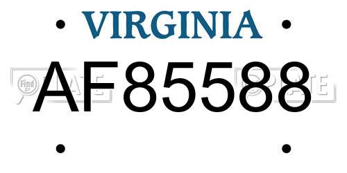 AF85588 Virginia License Plate