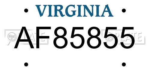 AF85855 Virginia License Plate