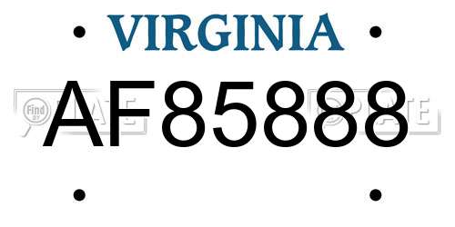 AF85888 Virginia License Plate