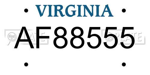 AF88555 Virginia License Plate