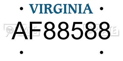 AF88588 Virginia License Plate